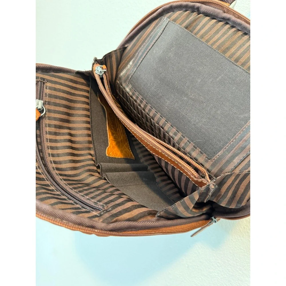 Jack Georges Voyager Brown Buffalo Leather Convertible Backpack Sling Bag